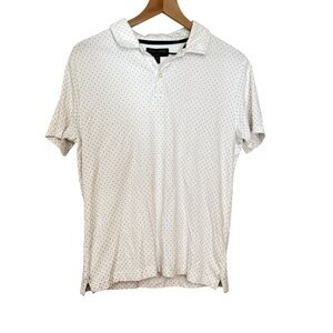 Banana Republic Woman's Size Medium White Floral Polo Shirt Preppy School Girl